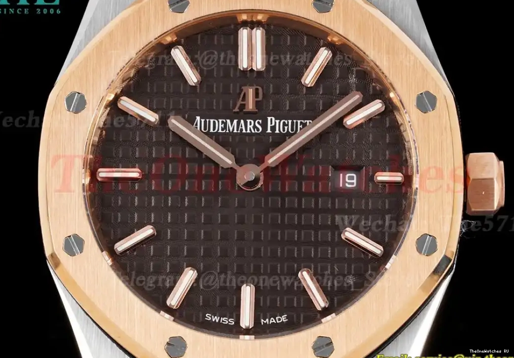 JJF Royal Swiss SS Brown Qtz Dial 33mm RG Ladies Oak 0517